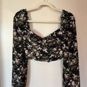 OAK + FORT Black Floral Blouse